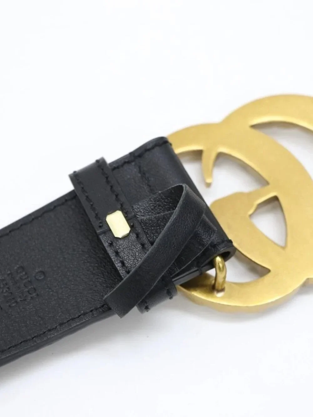 GUCCI 453260 Double G Belt Leather Black Size 25 US / 38 IT